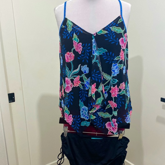 Beach House Floral Fantasy Kerry Mesh Tankini Swimsuit |Size 12/14 - Picture 4 of 13